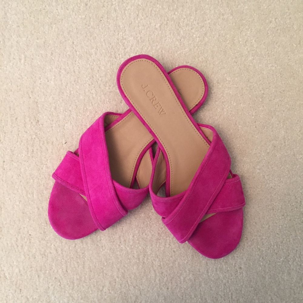 J. Crew Cora Pink Suede Crisscross Sandals